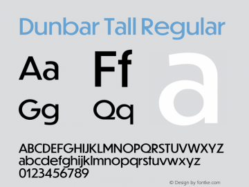 Przykład czcionki Dunbar Tall Bold